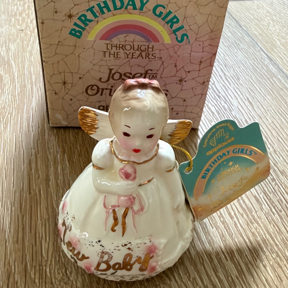Vtg Josef Originals Birthday Girls Through the Years New Baby Angel Figurine Box